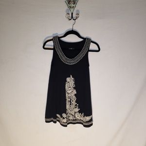*Fylo* Embroidered black tank, small